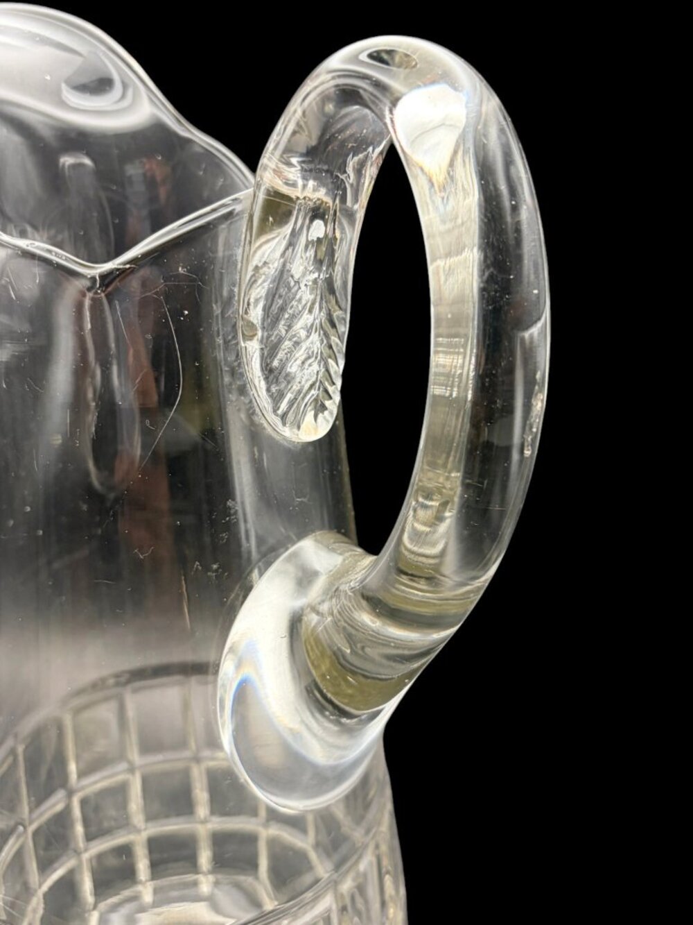 Vintage Imperial Glass "Beaded Block" Clear Glass Water Pitcher – Art Deco 1920s - Picture 6 of 8